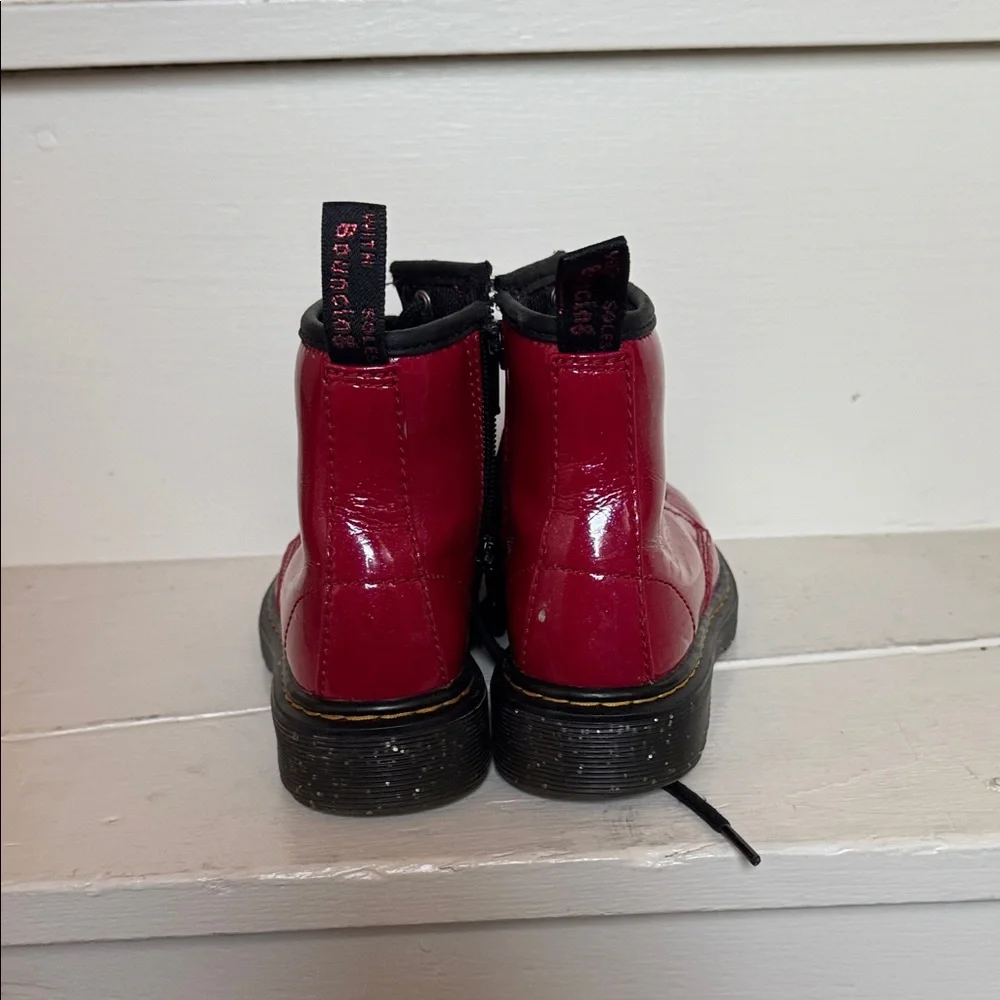 Dr Martin Kids pink/red sparkle Lace-Up Combat Boots - Classic Style